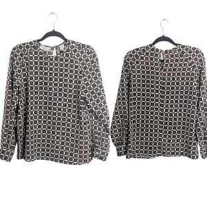 Vintage Pop-Over Blouse Prairie Mod Abstract Women's Medium